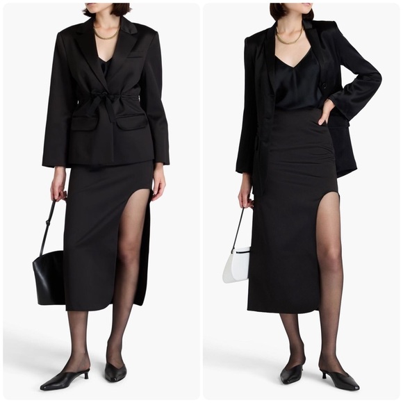 New! By Malene Birger Wick Midi Satin Skirt 🖤 size 6 NWOT! - Picture 2 of 16